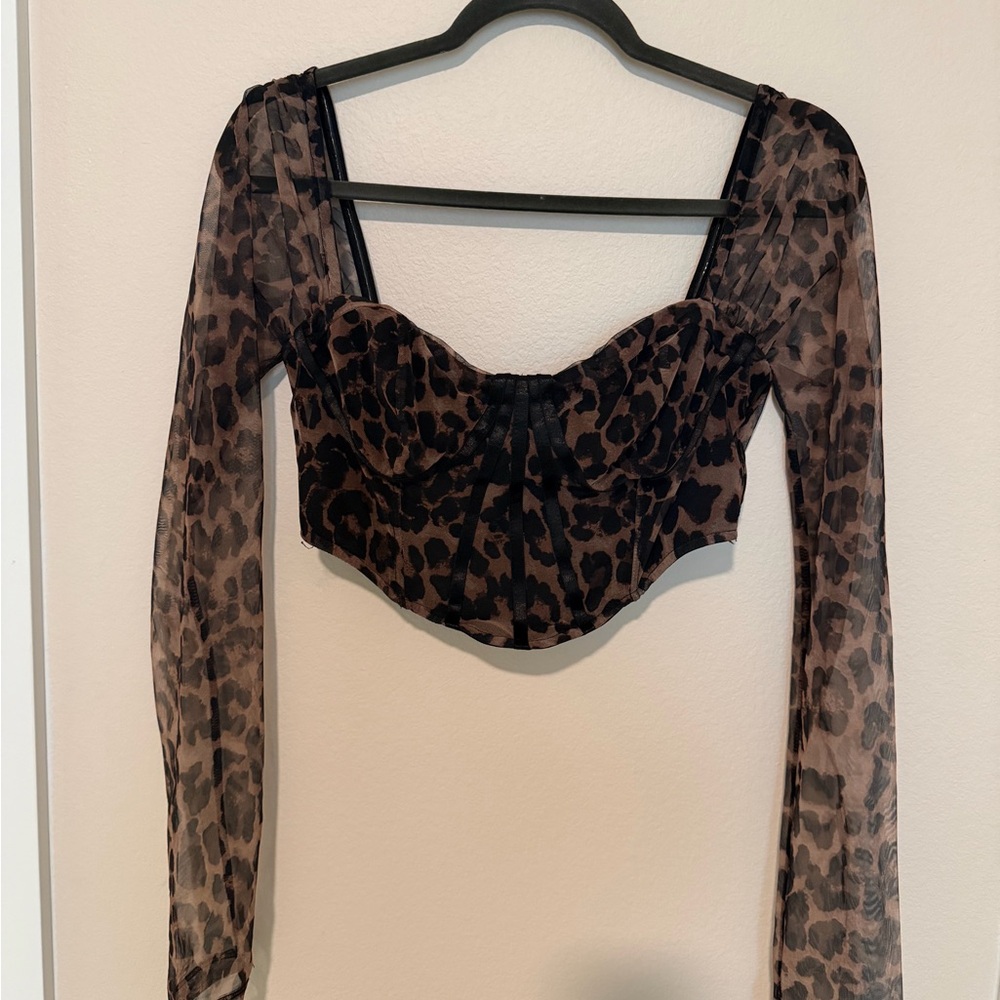 Rehab Brown Leopard Print Blouse